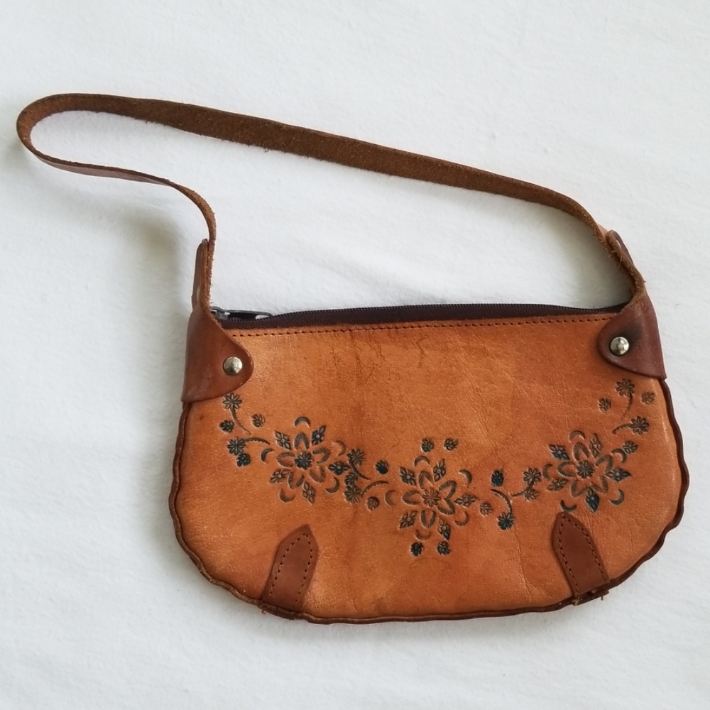 Vintage Handmade Stamped Leather Handbag